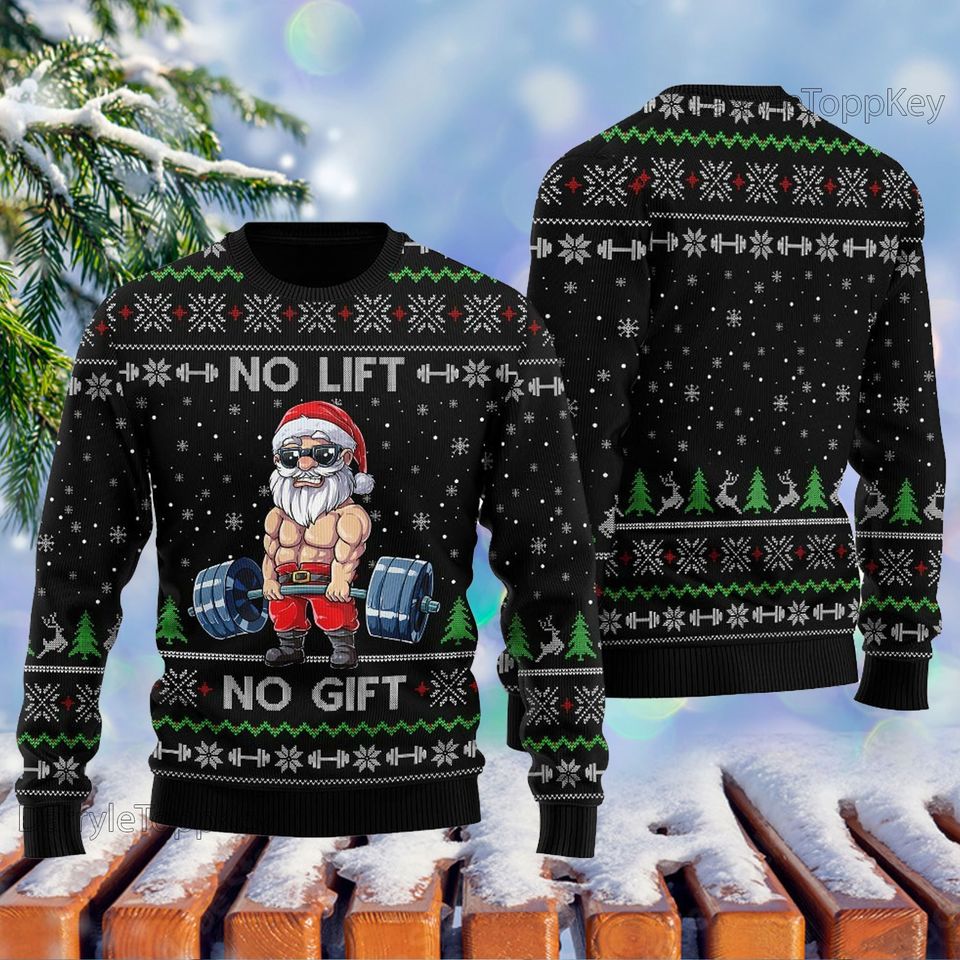 No Lift No Gift Ugly Christmas Sweater, Gymer Ugly Christmas Sweater