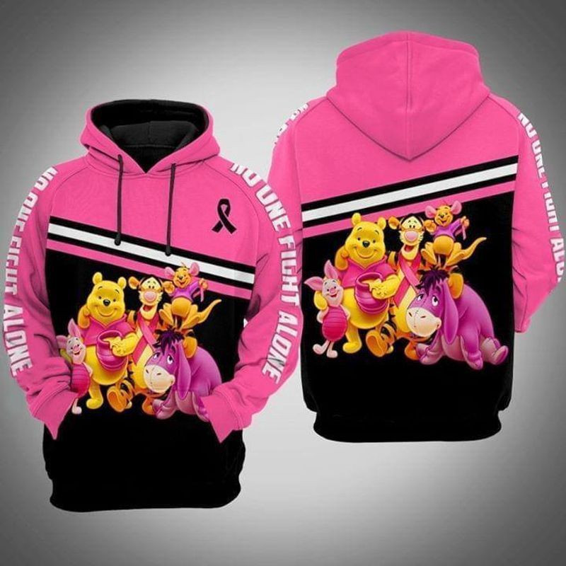 No One Fight Alone Winnie The Pooh Eeyore Tigger Br East Cancer 3D All Over Print Hoodie, Zip Hoodie