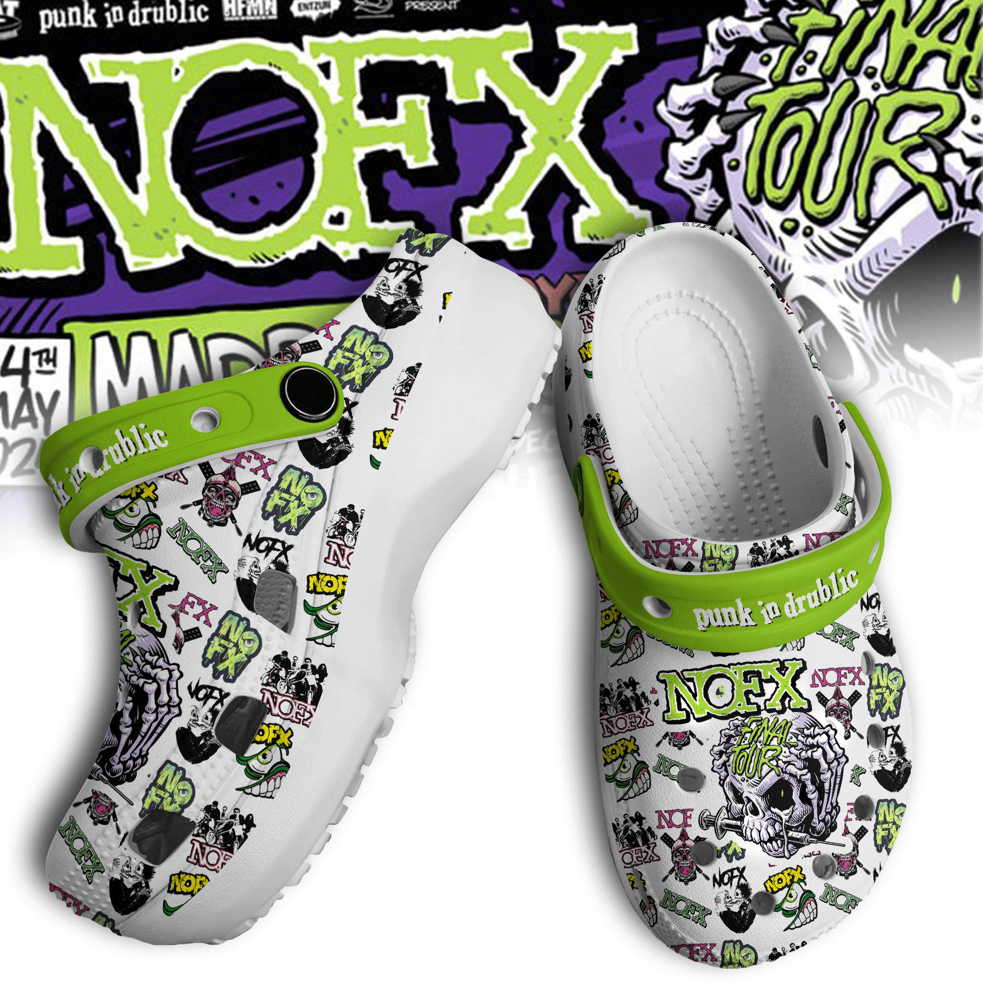 NOFX Music Crocs Crocband Clogs Shoes Comfortable For Men Women and Kids