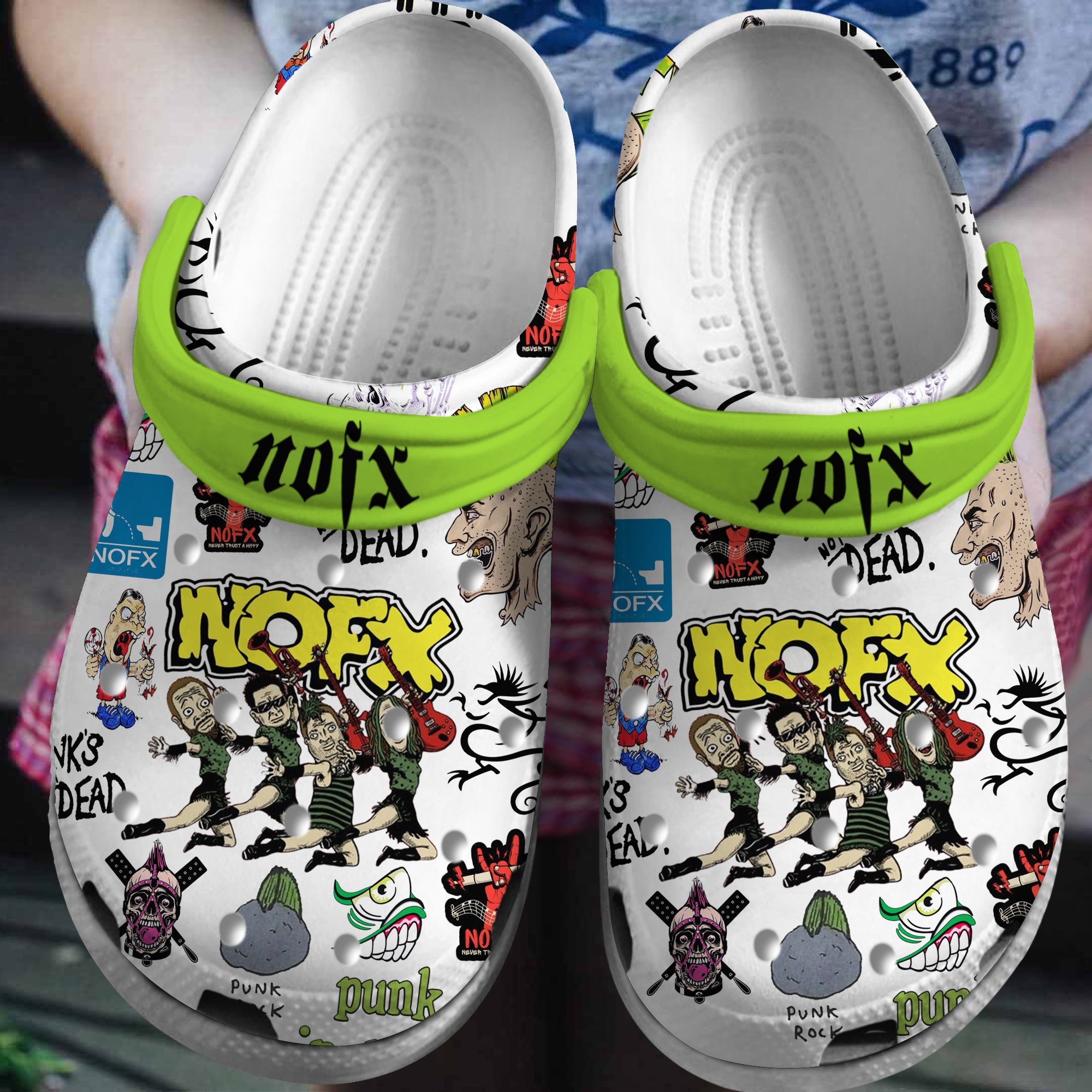NOFX Music Crocs Crocband Clogs Shoes Comfortable For Men Women and Kids