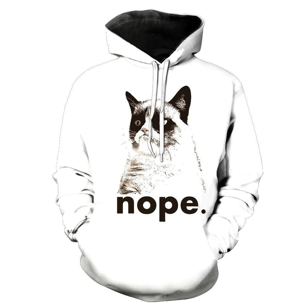 Nope Cat 3D All Over Print Hoodie, Zip Hoodie