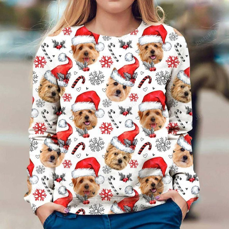 Norfolk Terrier Xmas Decor Ugly Christmas Sweater Adult 3D Funny Matching for family
