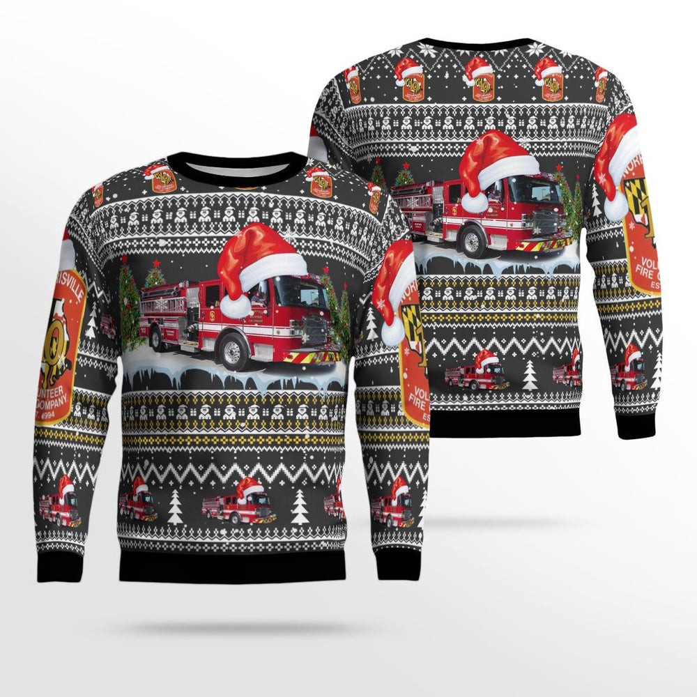 Norrisville Volunteer Fire Company Pylesville Maryland Christmas AOP Ugly Sweater Christmas Unisex Sweaters Gift For Christmas