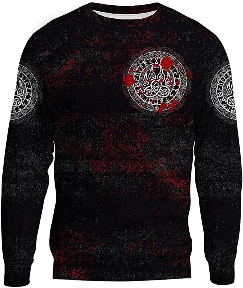 Norse Mythology Viking Sherpa Wolf Paw Pattern 3D Printed Sweatshirt