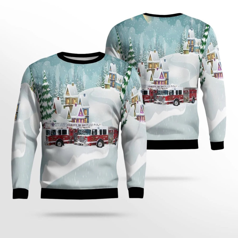 North Carolina Charlotte Fire Department Christmas Ugly Sweater Christmas Unisex Sweaters Gift For Christmas