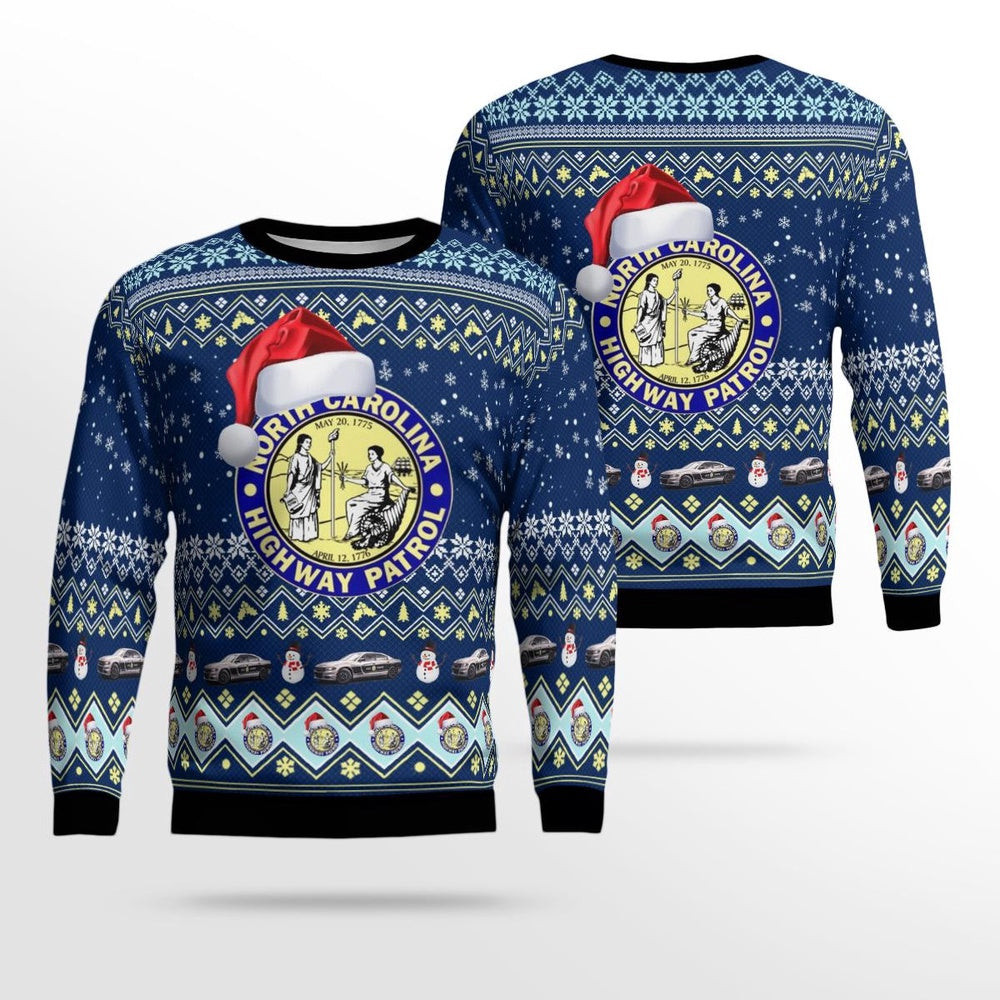 North Carolina State Highway Patrol Christmas AOP Ugly Sweaters Christmas Unisex Sweaters Gift For Christmas