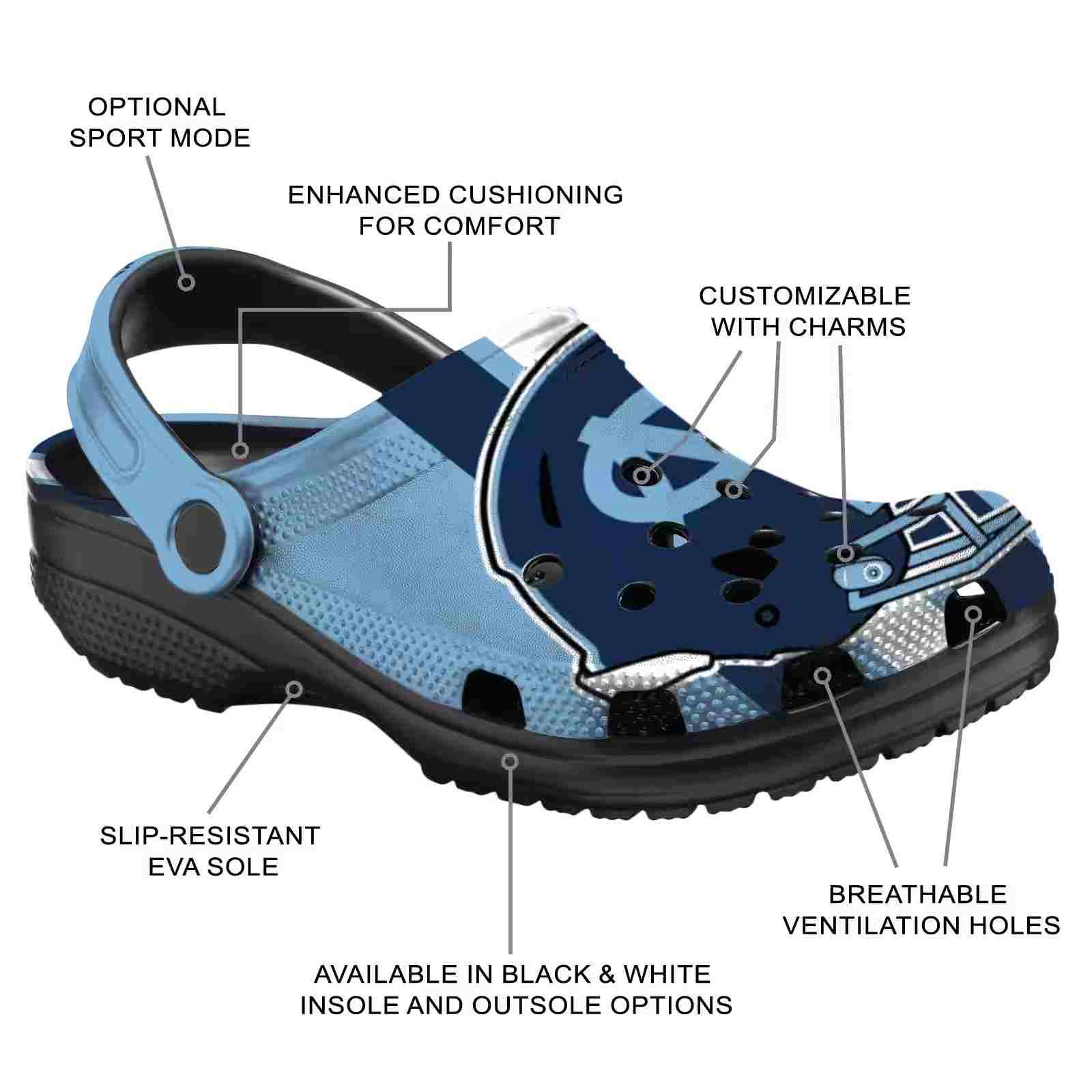 North Carolina Tar Heels Helmet Stripes ClogTVC180141 - Image 5