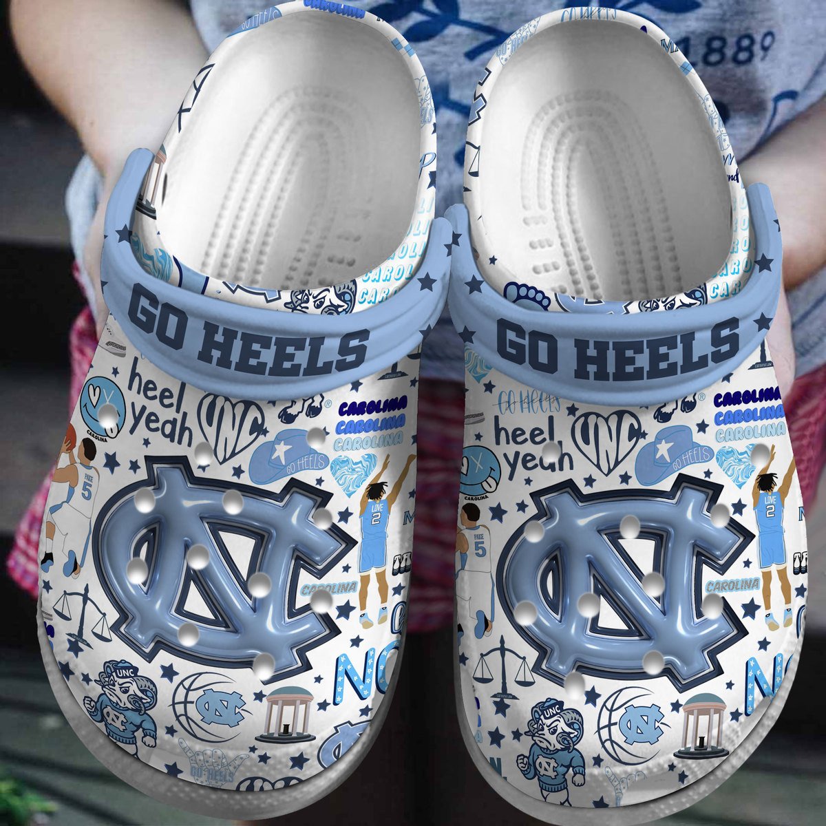 North Carolina Tar Heels NCAA Sport Crocs Crocband Clogs Shoes Comfortable For Men Women and Kids