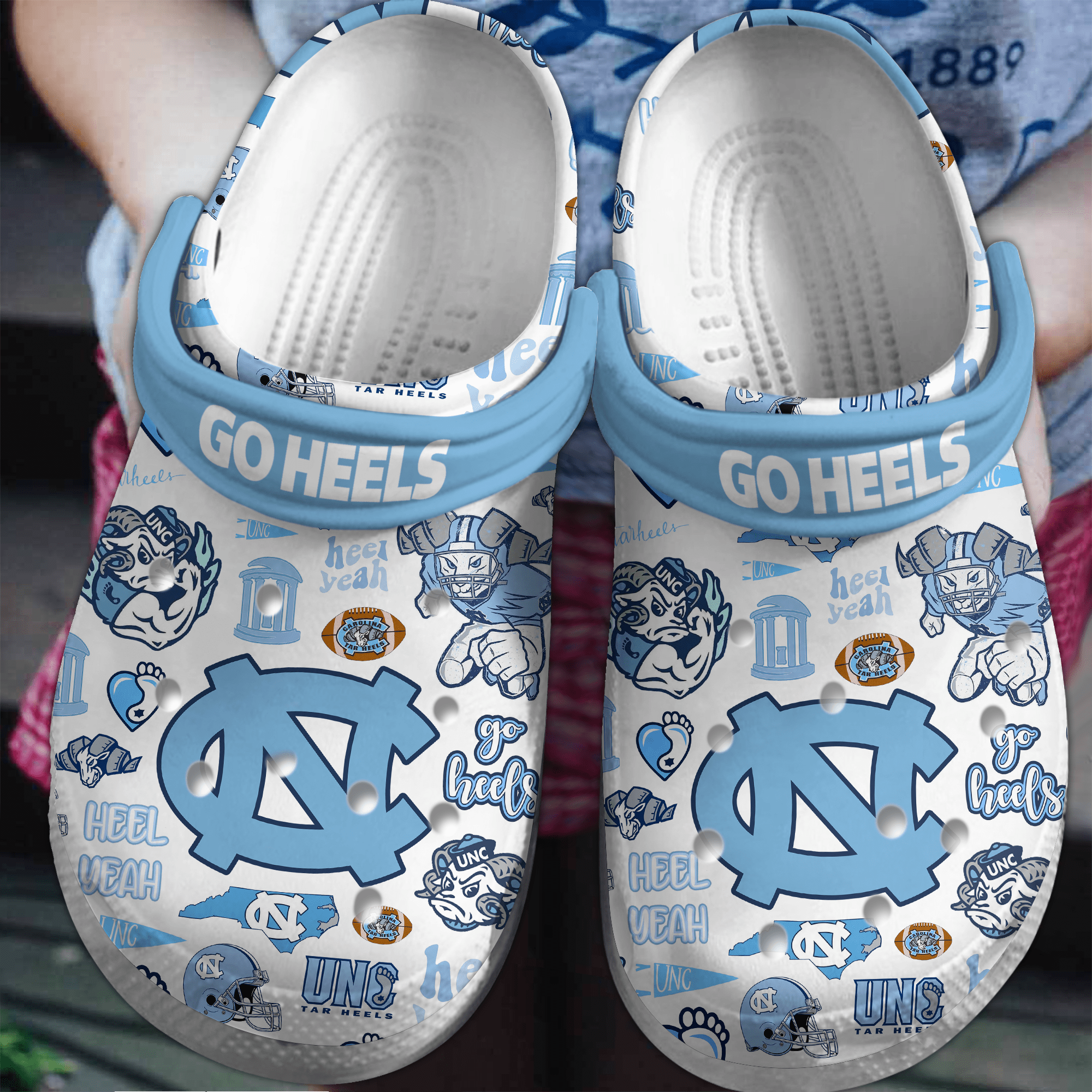 North Carolina Tar Heels NCAA Sport Crocs Crocband Clogs Shoes Comfortable For Men Women and Kids