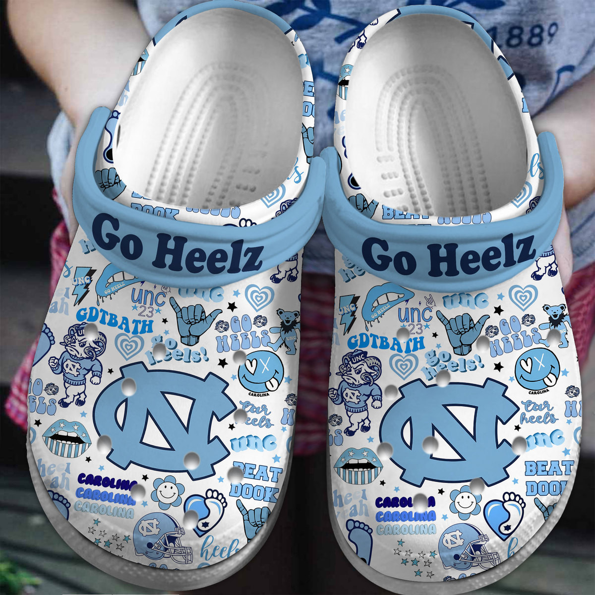 North Carolina Tar Heels NCAA Sport Crocs Crocband Clogs Shoes Comfortable For Men Women and Kids