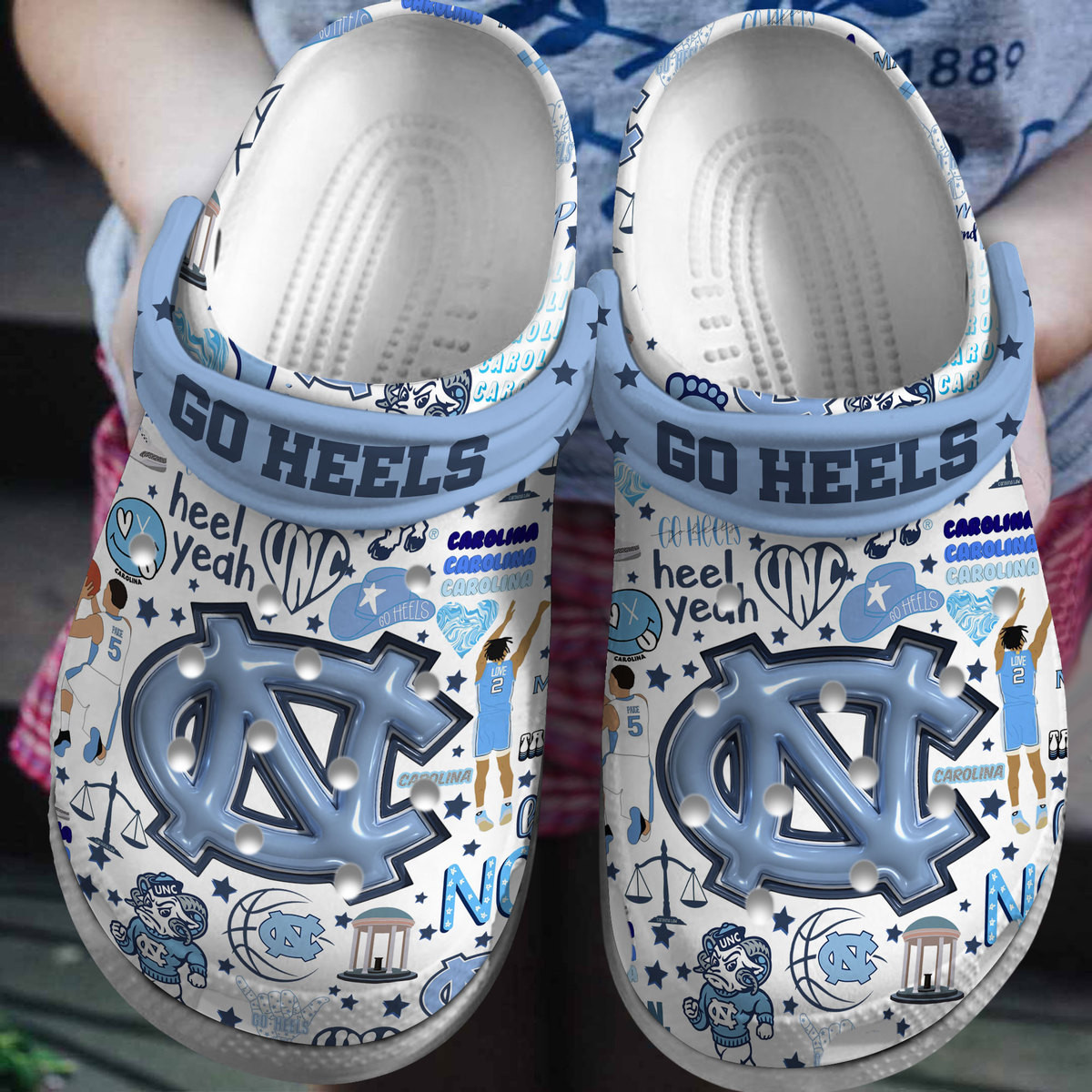 North Carolina Tar Heels NCAA Sport Crocs Crocband Clogs Shoes Comfortable For Men Women and Kids