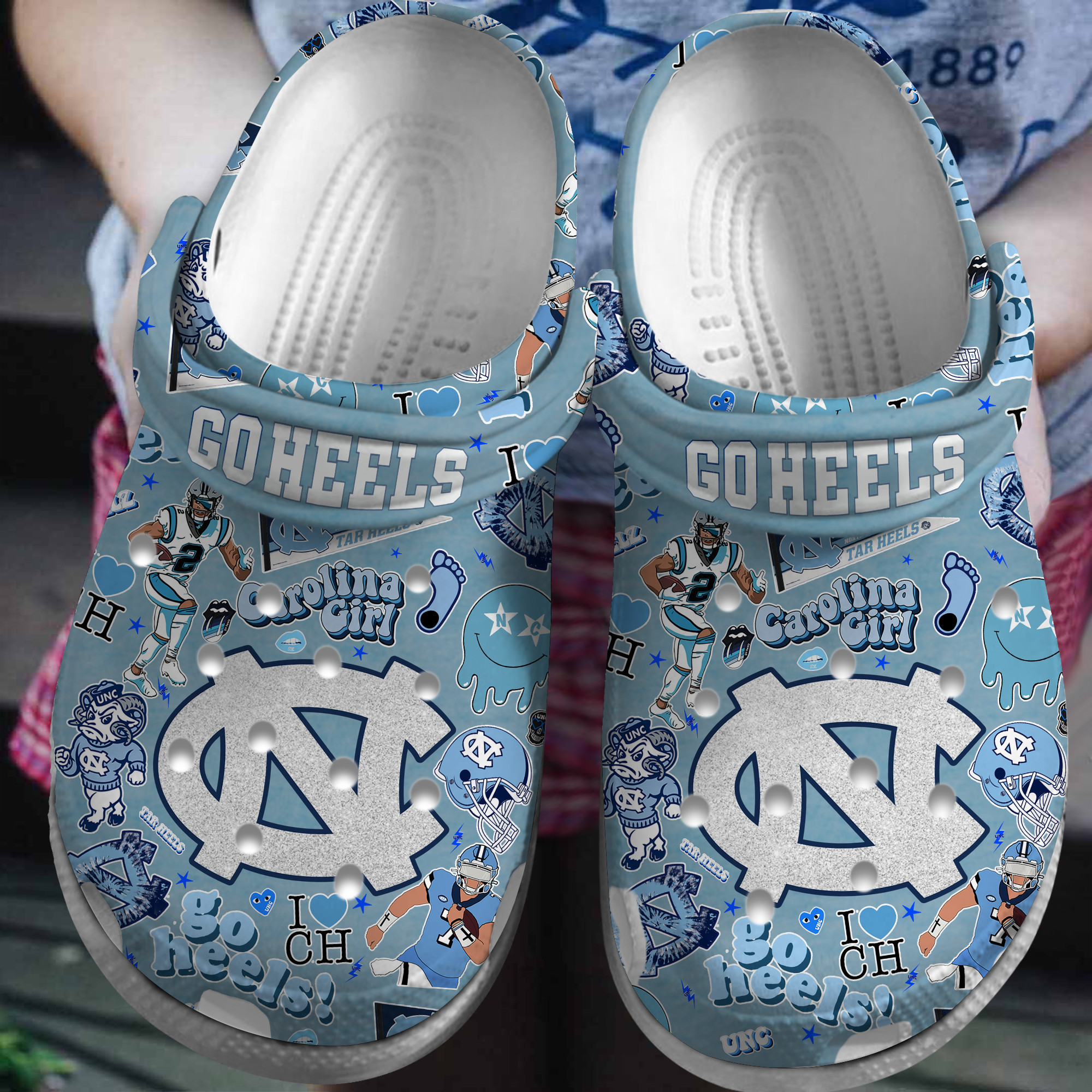 North Carolina Tar Heels NCAA Sport Crocs Crocband Clogs Shoes Comfortable For Men Women and Kids
