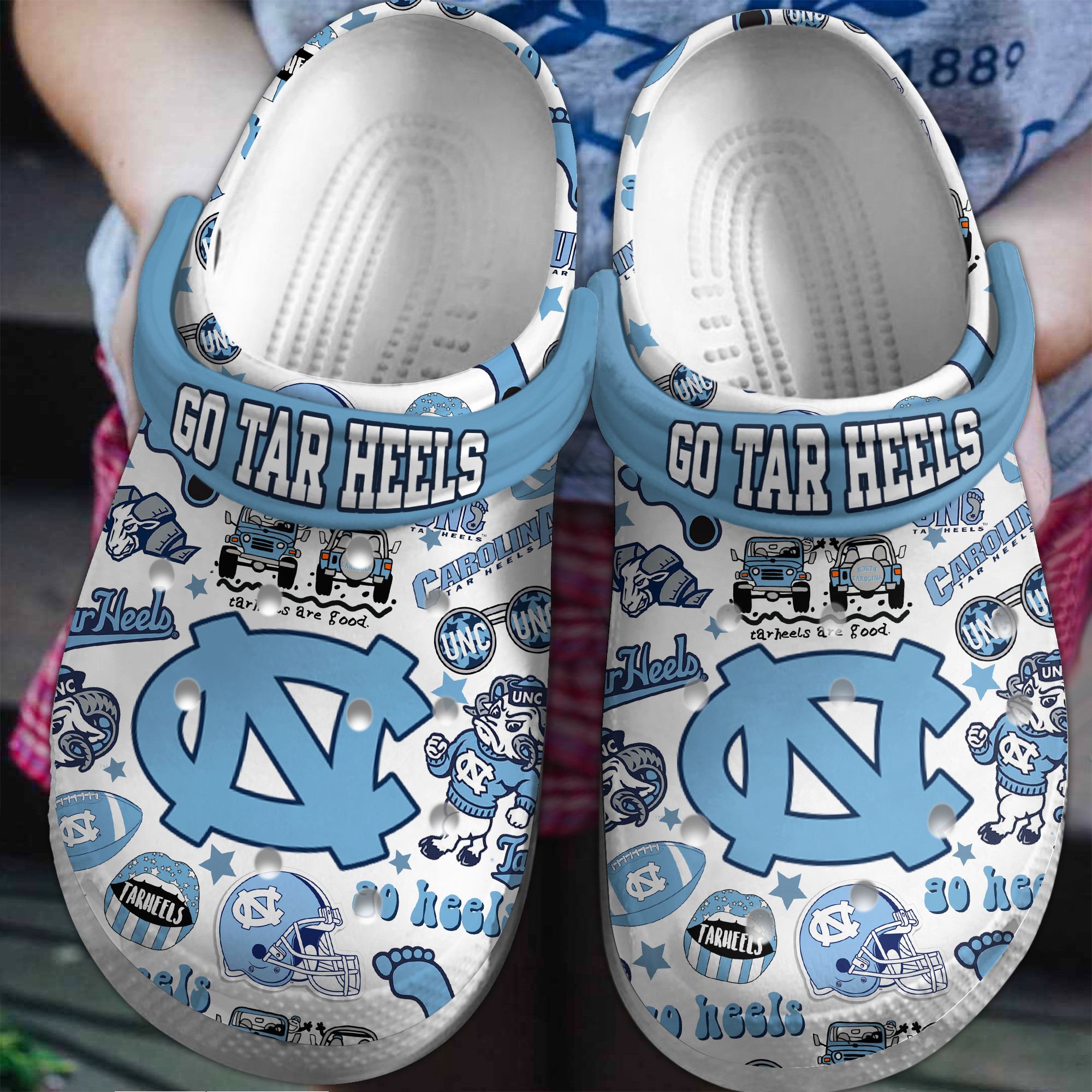 North Carolina Tar Heels NCAA Sport Crocs Crocband Clogs Shoes Comfortable For Men Women and Kids