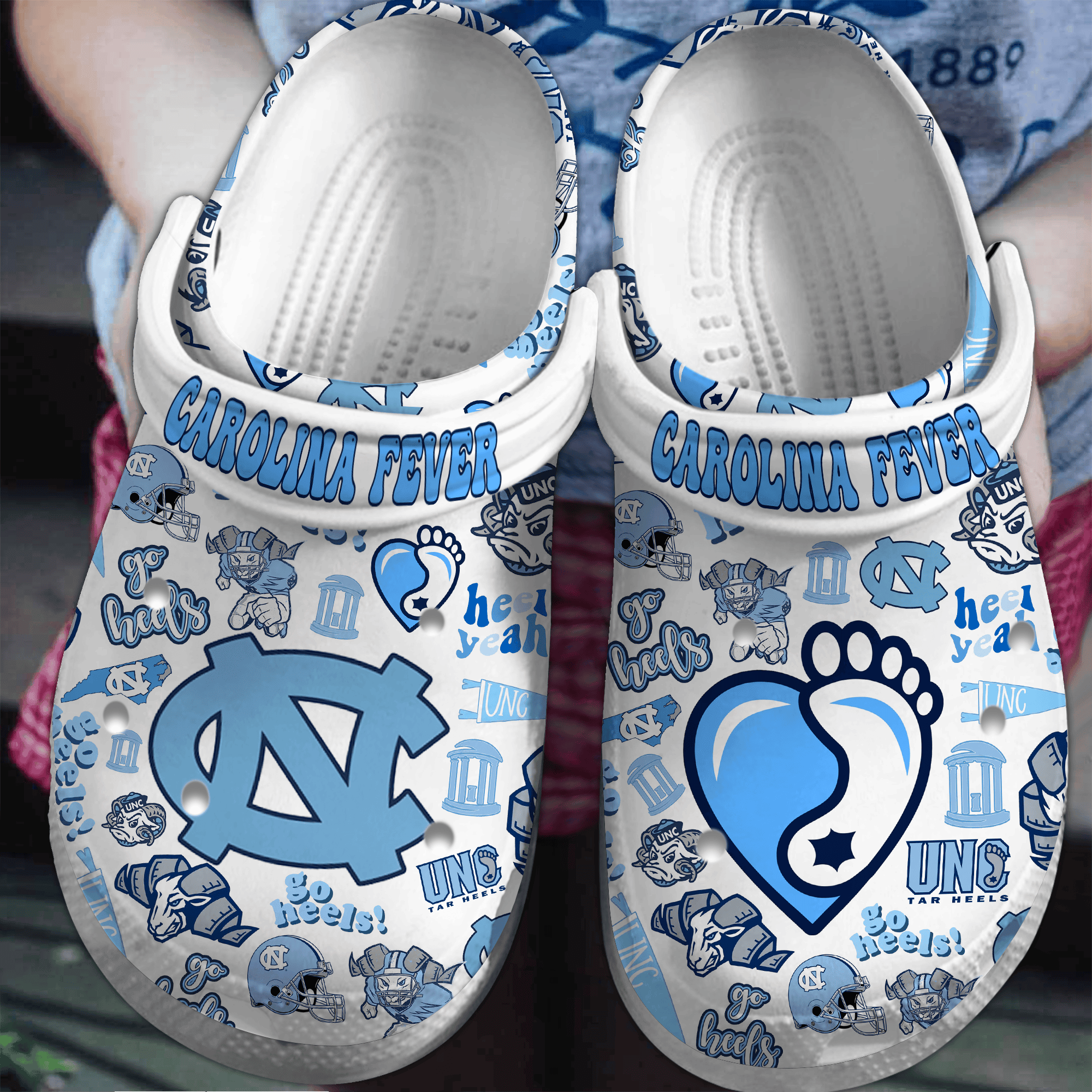 North Carolina Tar Heels NCAA Sport Crocs Crocband Clogs Shoes Comfortable For Men Women and Kids