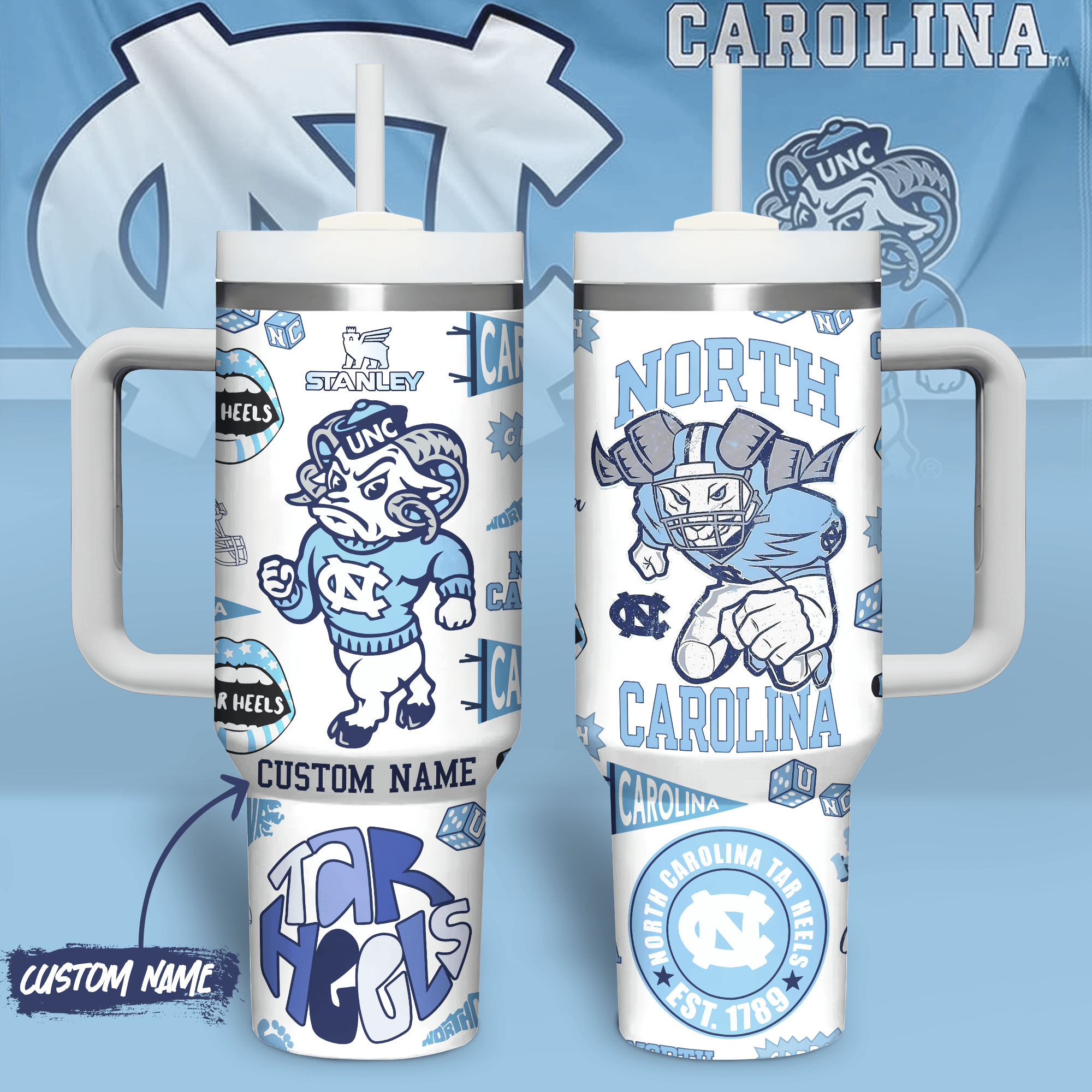North Carolina Tar Heels NCAA Sports Custom Stanley Cup 40 oz 30 oz Tumbler With HandleTVC2301343