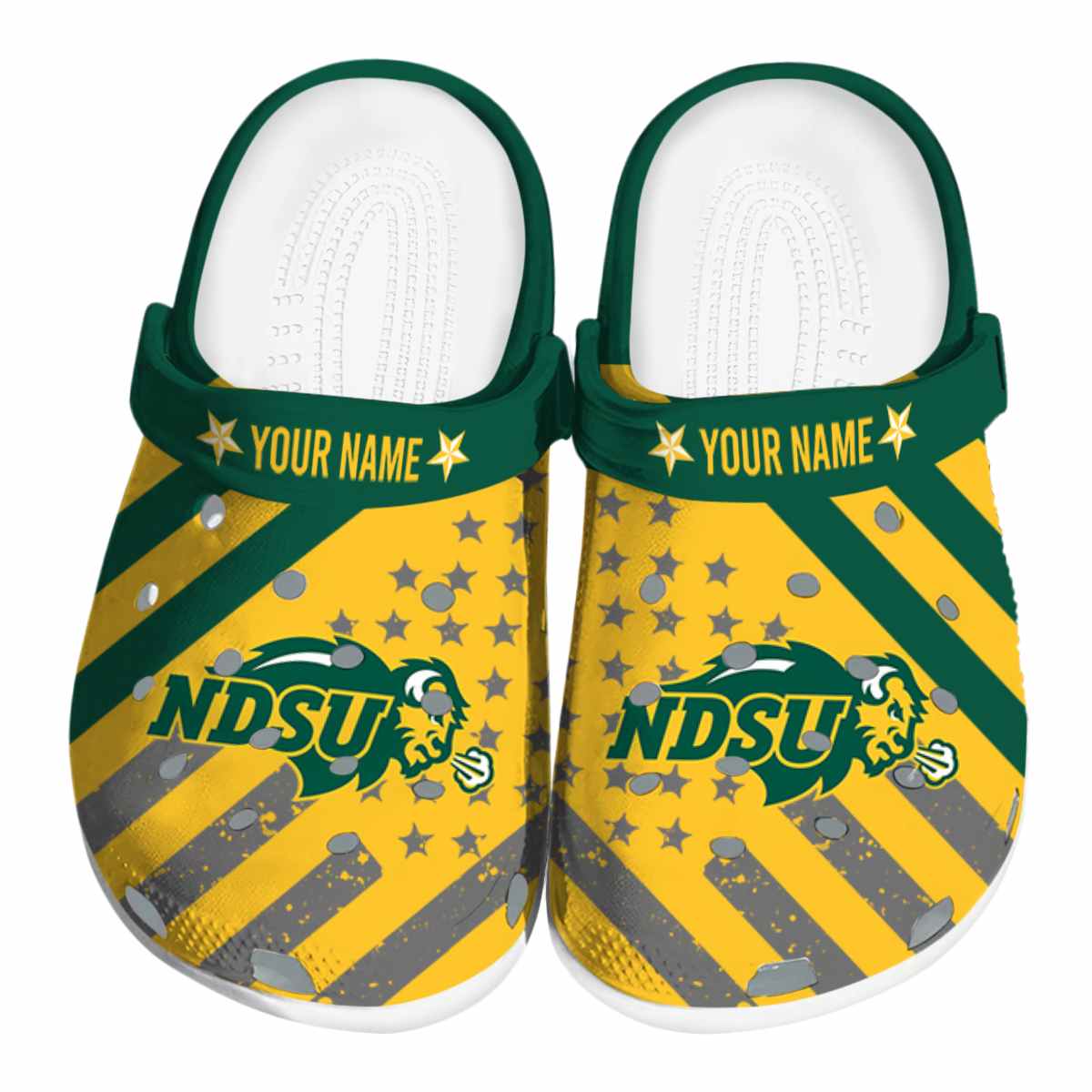 North Dakota State Bison NCAA Sport Crocs Crocband Clogs Shoes Comfortable For Men Women and Kids
