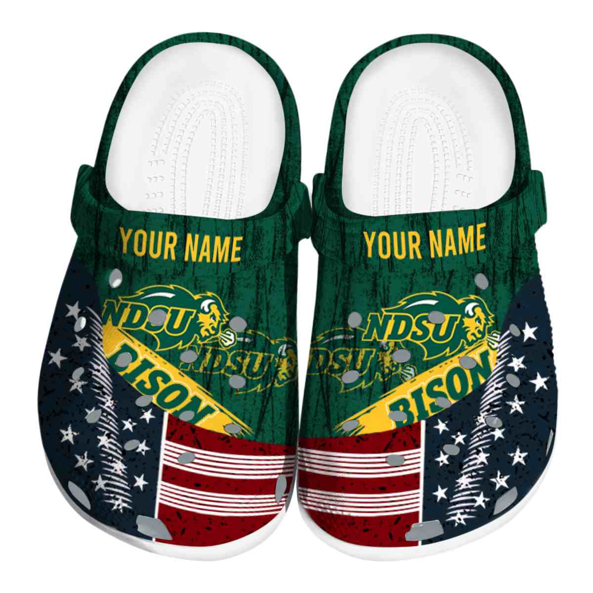 North Dakota State Bison NCAA Sport Crocs Crocband Clogs Shoes Comfortable For Men Women and Kids