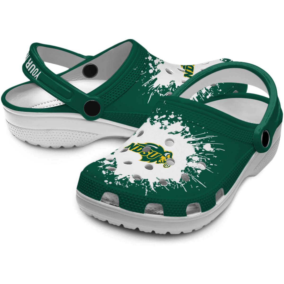 North Dakota State Bison NCAA Sport Crocs Crocband Clogs Shoes Comfortable For Men Women and Kids - Image 3