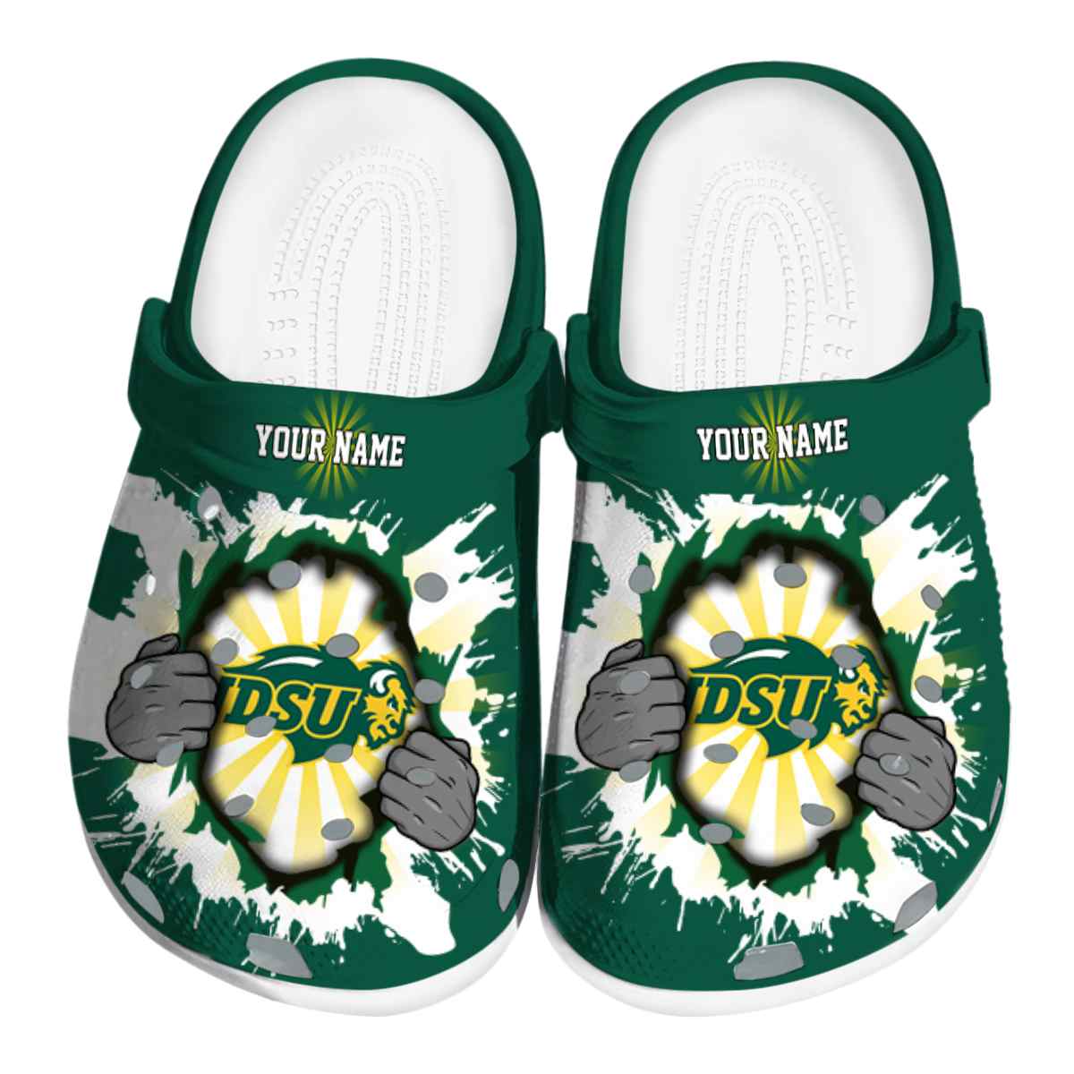 North Dakota State Bison NCAA Sport Crocs Crocband Clogs Shoes Comfortable For Men Women and Kids