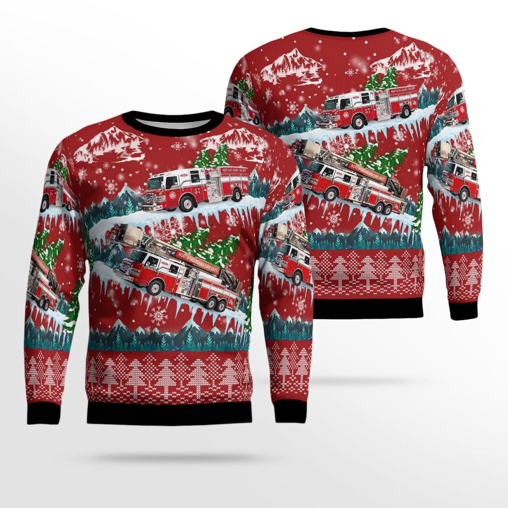 North Las Vegas Nevada City of North Las Vegas Fire Department AOP Ugly Sweater Christmas Unisex Sweaters Gift For Christmas