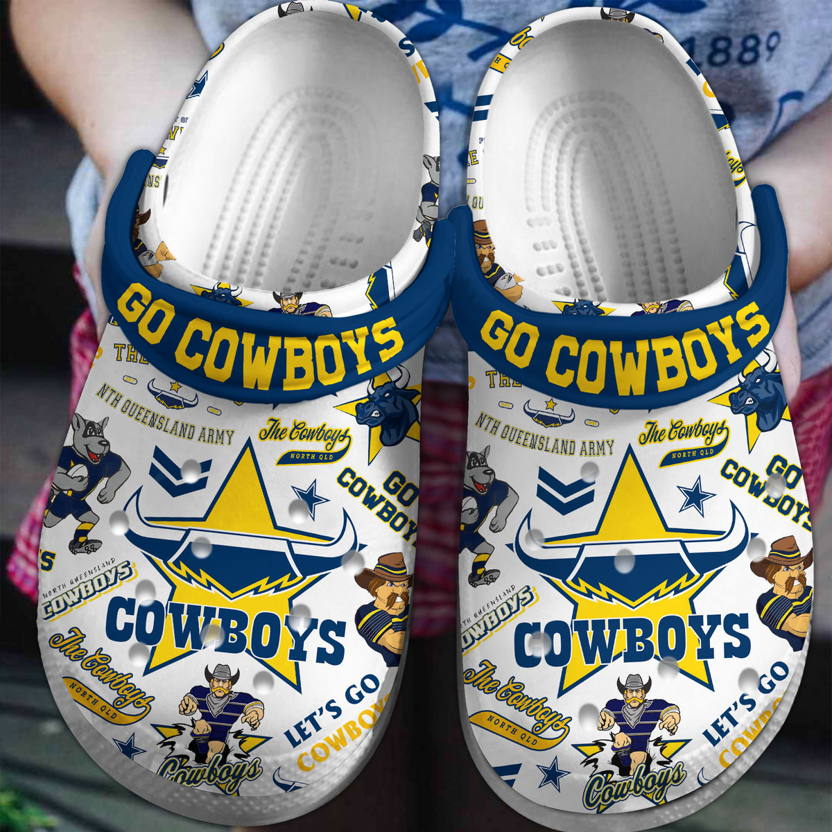 North Queensland Cowboys NRL Sport Crocs Crocband Clogs Shoes Comfortable For Men Women and Kids