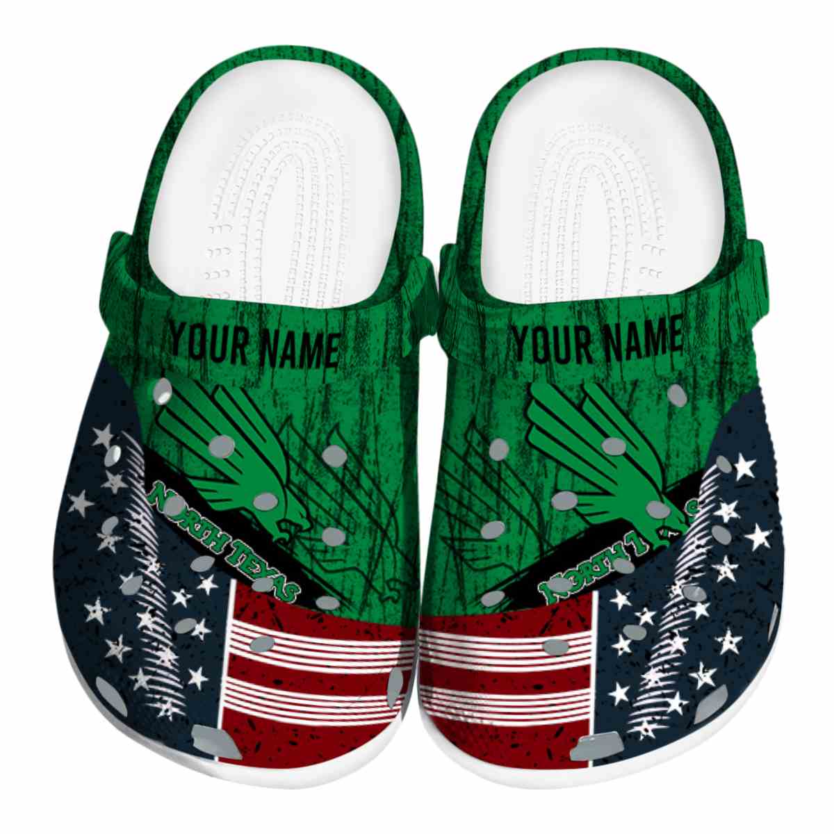 North Texas Mean Green NCAA Sport Crocs Crocband Clogs Shoes Comfortable For Men Women and Kids