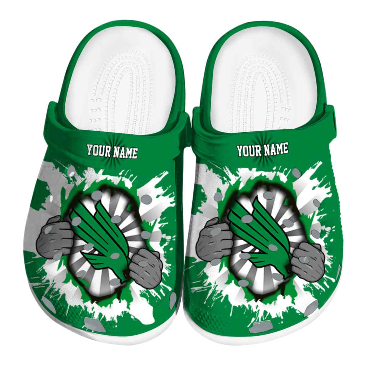 North Texas Mean Green NCAA Sport Crocs Crocband Clogs Shoes Comfortable For Men Women and Kids