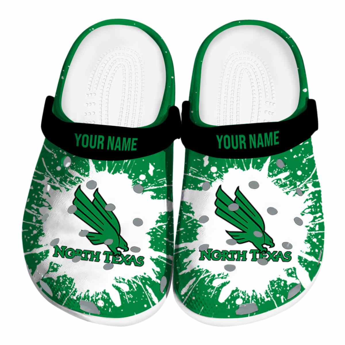 North Texas Mean Green NCAA Sport Crocs Crocband Clogs Shoes Comfortable For Men Women and Kids