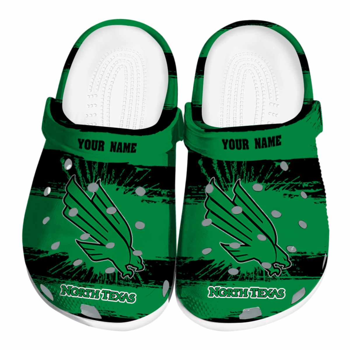 North Texas Mean Green NCAA Sport Crocs Crocband Clogs Shoes Comfortable For Men Women and Kids