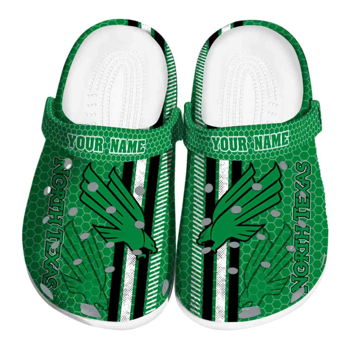 North Texas Mean Green NCAA Sport Crocs Crocband Clogs Shoes Comfortable For Men Women and Kids