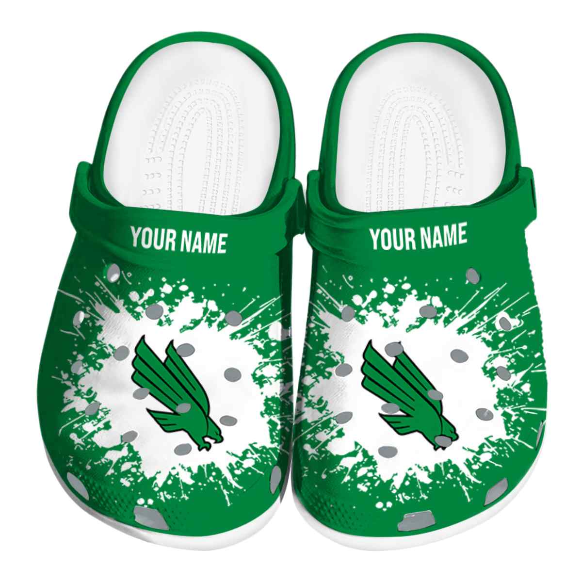 North Texas Mean Green NCAA Sport Crocs Crocband Clogs Shoes Comfortable For Men Women and Kids