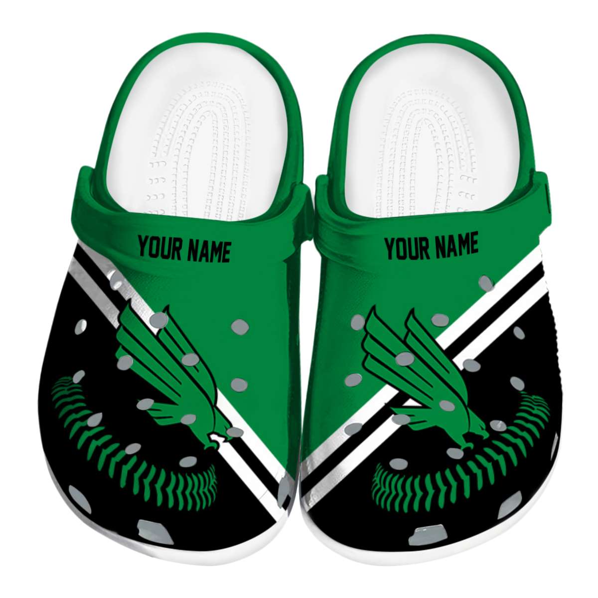 North Texas Mean Green NCAA Sport Crocs Crocband Clogs Shoes Comfortable For Men Women and Kids