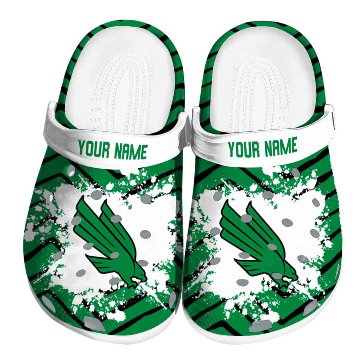 North Texas Mean Green NCAA Sport Crocs Crocband Clogs Shoes Comfortable For Men Women and Kids