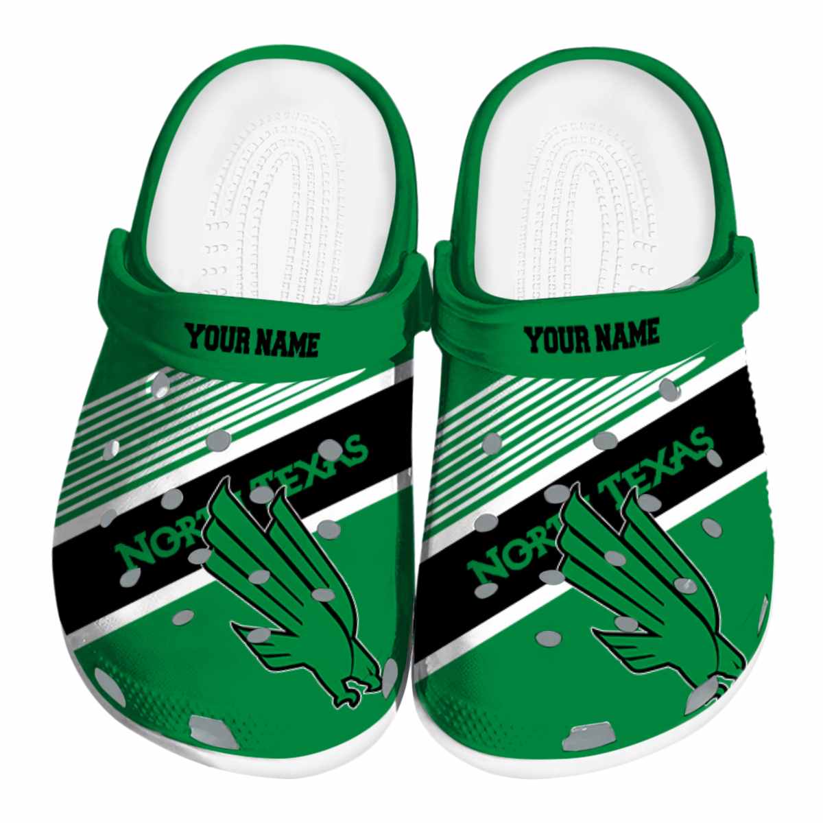 North Texas Mean Green NCAA Sport Crocs Crocband Clogs Shoes Comfortable For Men Women and Kids