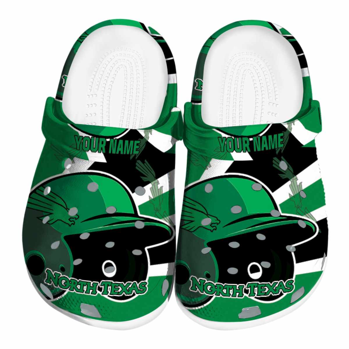 North Texas Mean Green NCAA Sport Crocs Crocband Clogs Shoes Comfortable For Men Women and Kids