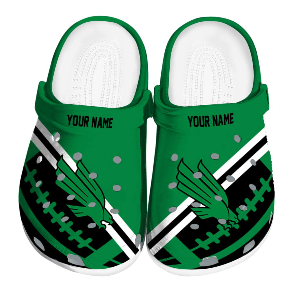 North Texas Mean Green NCAA Sport Crocs Crocband Clogs Shoes Comfortable For Men Women and Kids