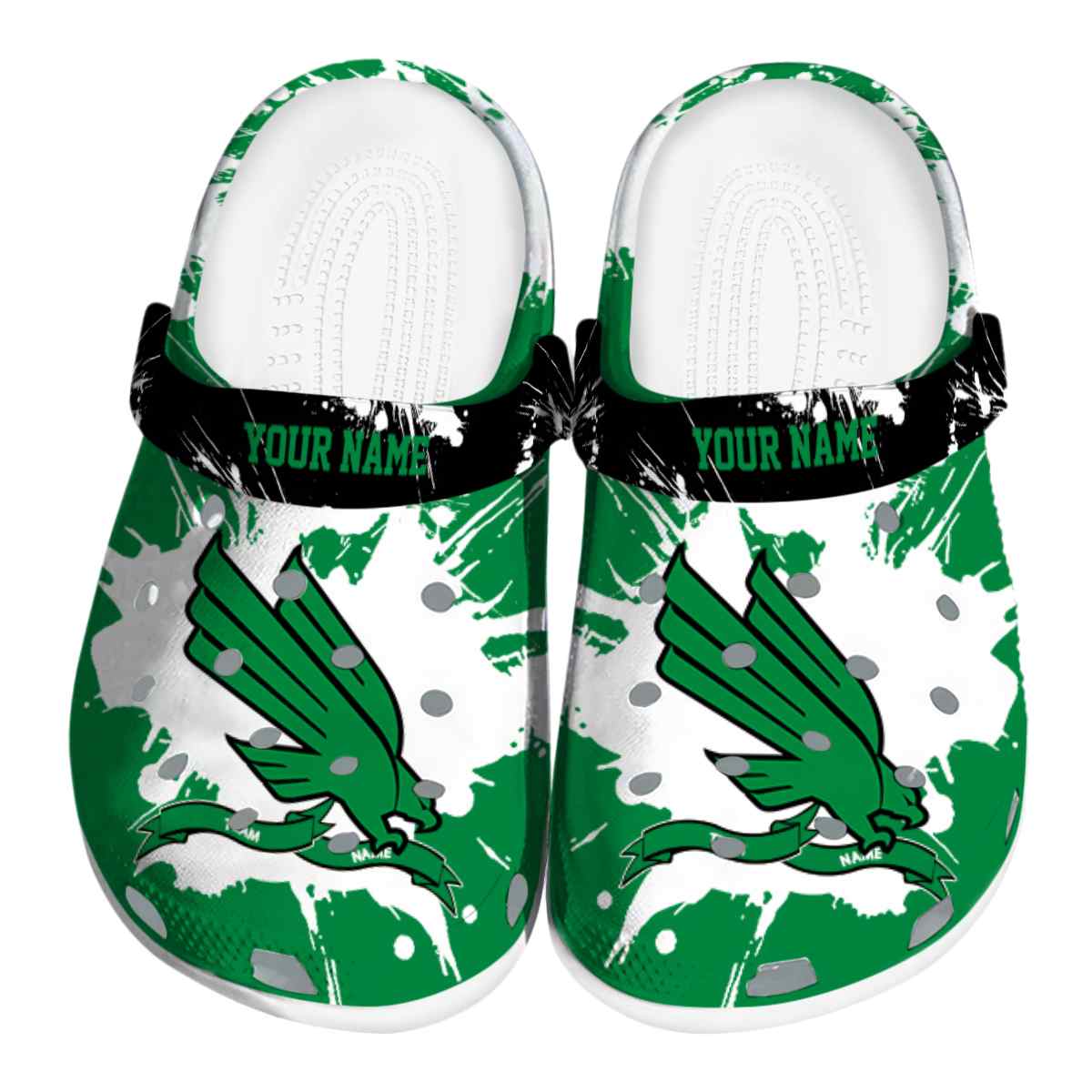 North Texas Mean Green NCAA Sport Crocs Crocband Clogs Shoes Comfortable For Men Women and Kids