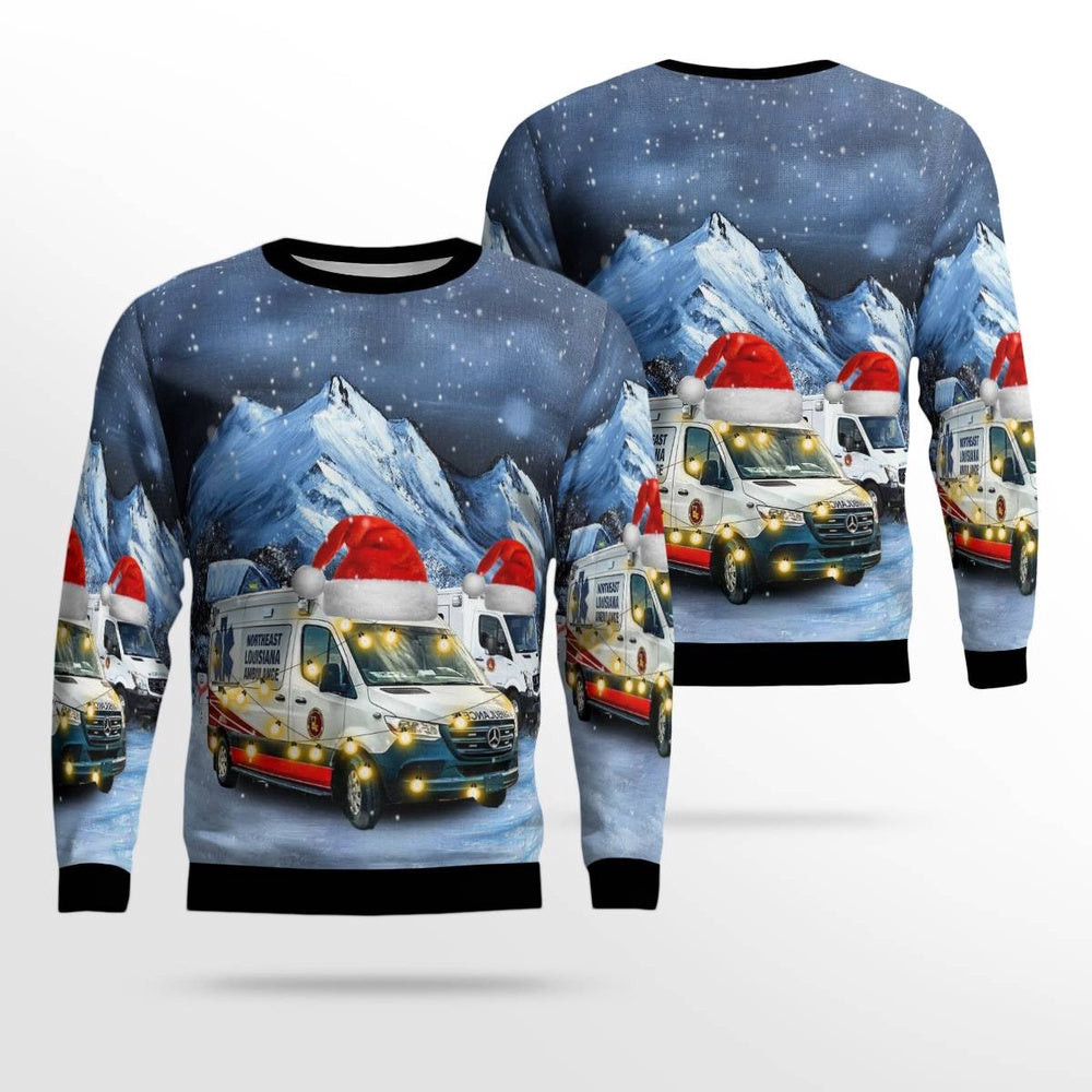 Northeast Louisiana Ambulance Service Christmas AOP Ugly Sweater Christmas Unisex Sweaters Gift For Christmas