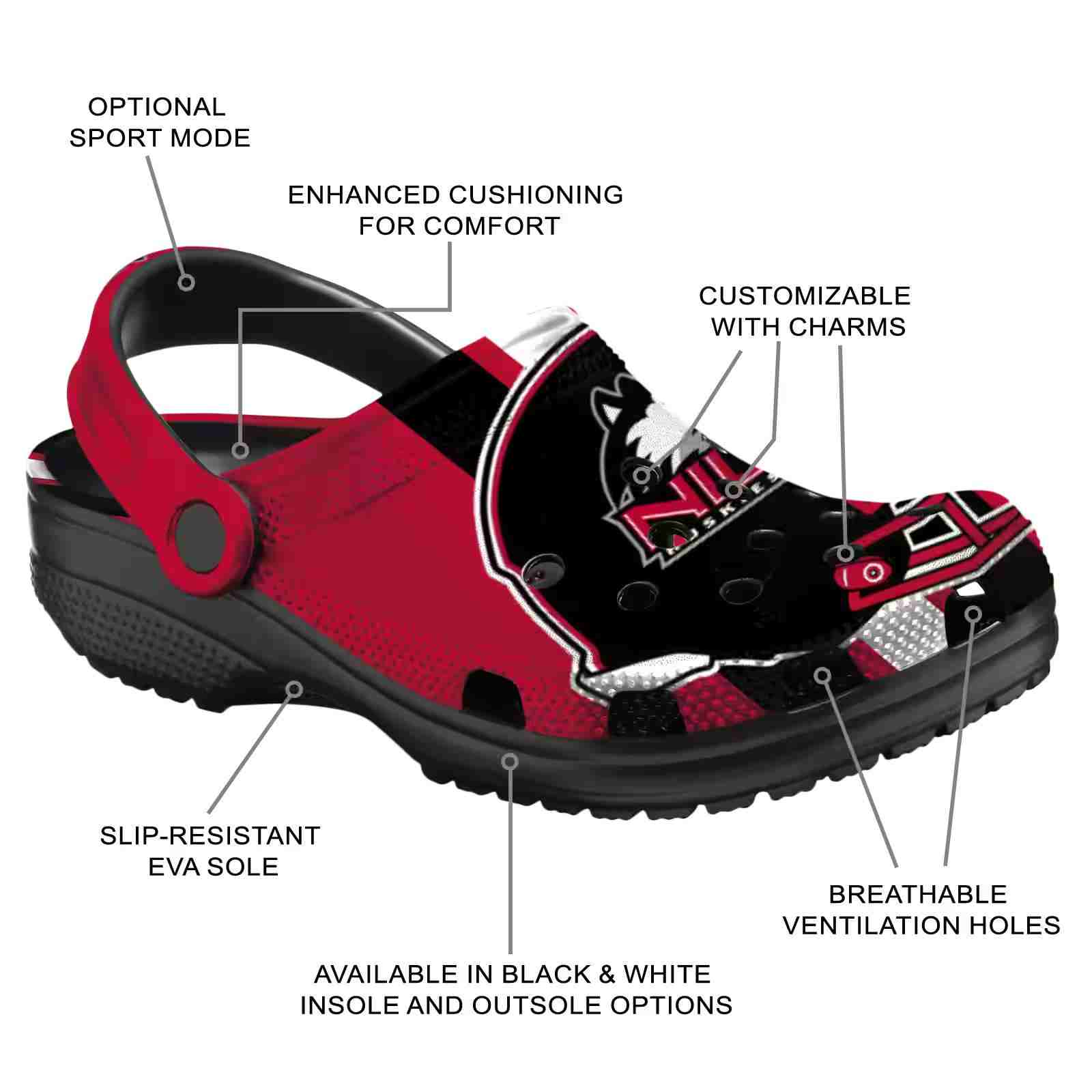 Northern Illinois Huskies Helmet Stripes ClogTVC1801782 - Image 5