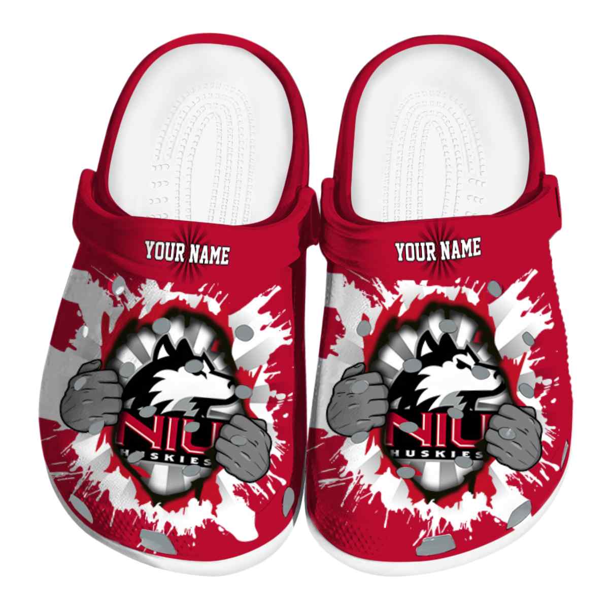 Northern Illinois Huskies NCAA Sport Crocs Crocband Clogs Shoes Comfortable For Men Women and Kids