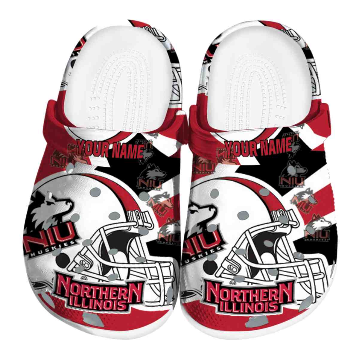 Northern Illinois Huskies NCAA Sport Crocs Crocband Clogs Shoes Comfortable For Men Women and Kids