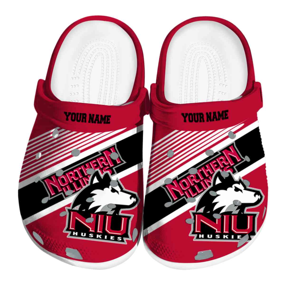 Northern Illinois Huskies NCAA Sport Crocs Crocband Clogs Shoes Comfortable For Men Women and Kids