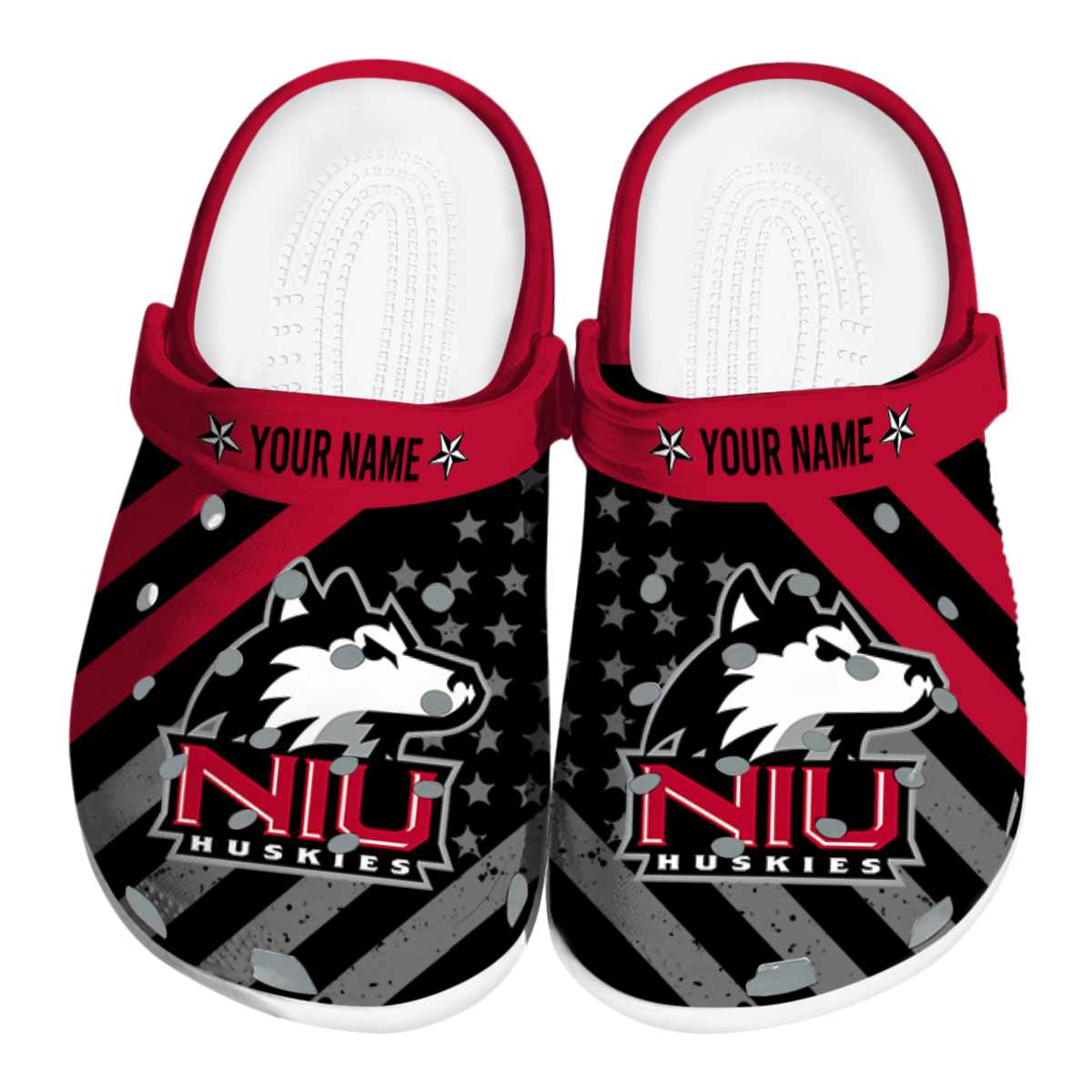 Northern Illinois Huskies NCAA Sport Crocs Crocband Clogs Shoes Comfortable For Men Women and Kids