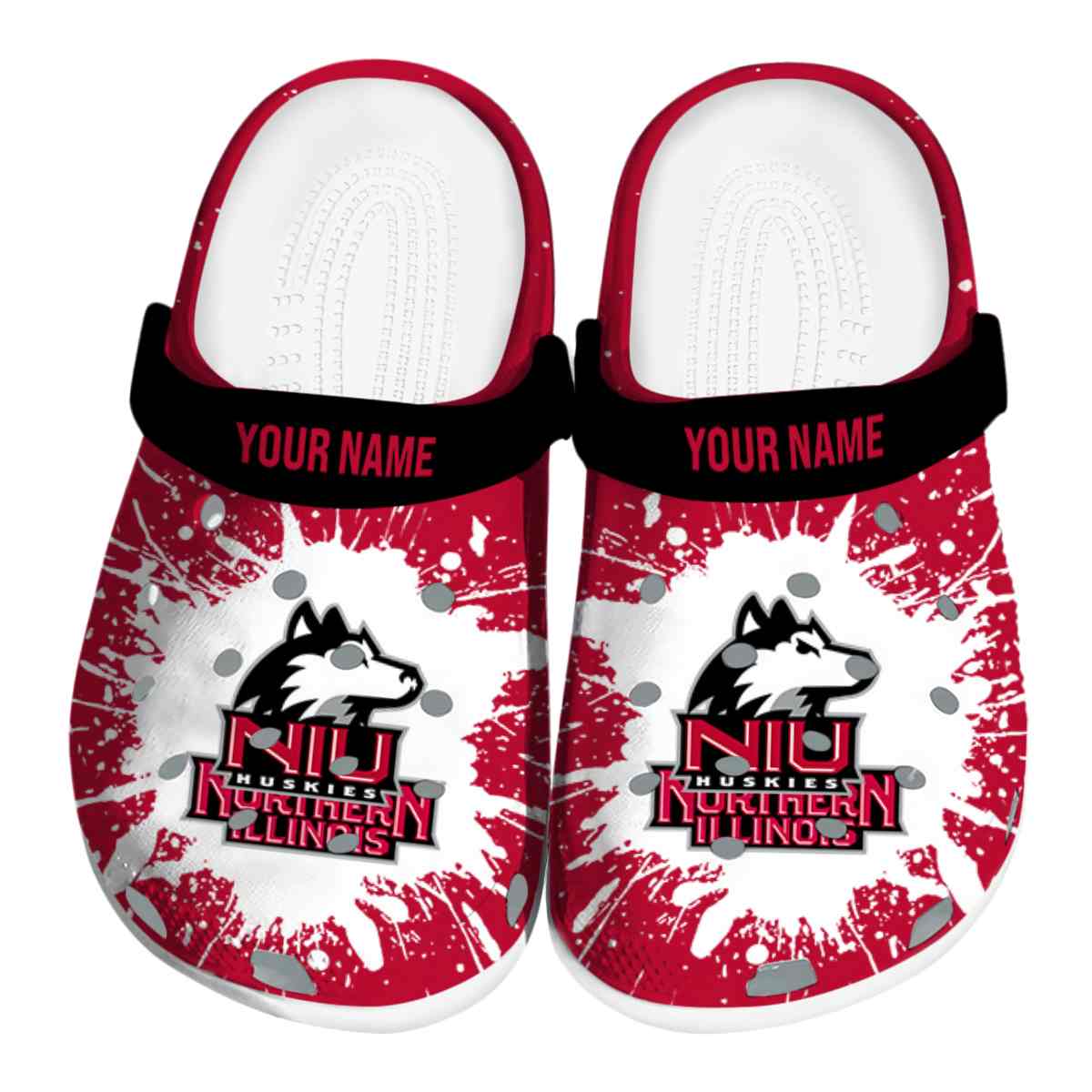 Northern Illinois Huskies NCAA Sport Crocs Crocband Clogs Shoes Comfortable For Men Women and Kids