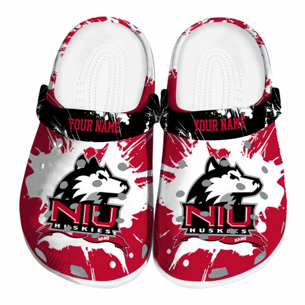 Northern Illinois Huskies NCAA Sport Crocs Crocband Clogs Shoes Comfortable For Men Women and Kids
