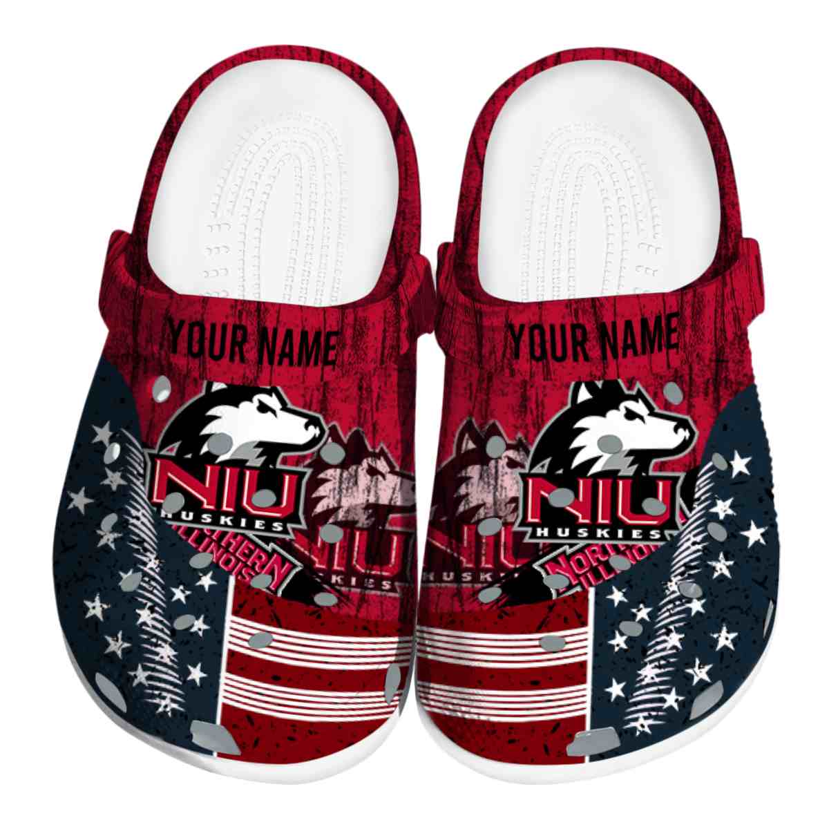 Northern Illinois Huskies NCAA Sport Crocs Crocband Clogs Shoes Comfortable For Men Women and Kids