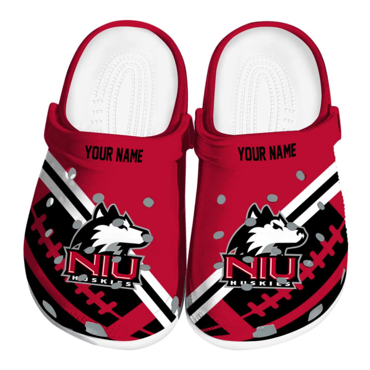 Northern Illinois Huskies NCAA Sport Crocs Crocband Clogs Shoes Comfortable For Men Women and Kids