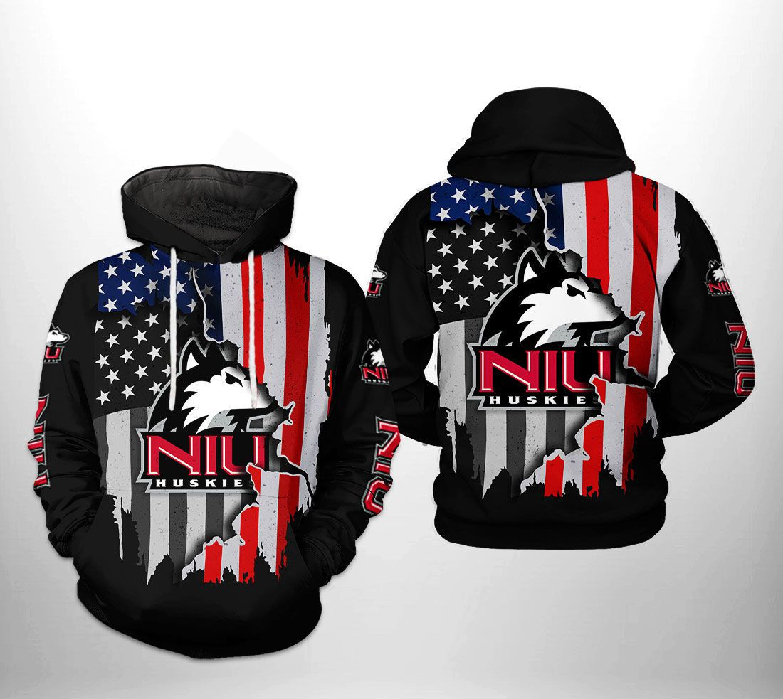 Northern Illinois Huskies NCAA US Flag 3D All Over Print Hoodie, Zip Hoodie