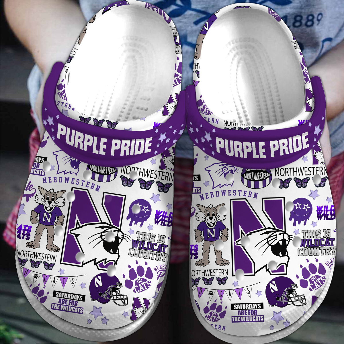 Northwestern Wildcats NCAA Sport Crocs Crocband Clogs Shoes Comfortable For Men Women and Kids