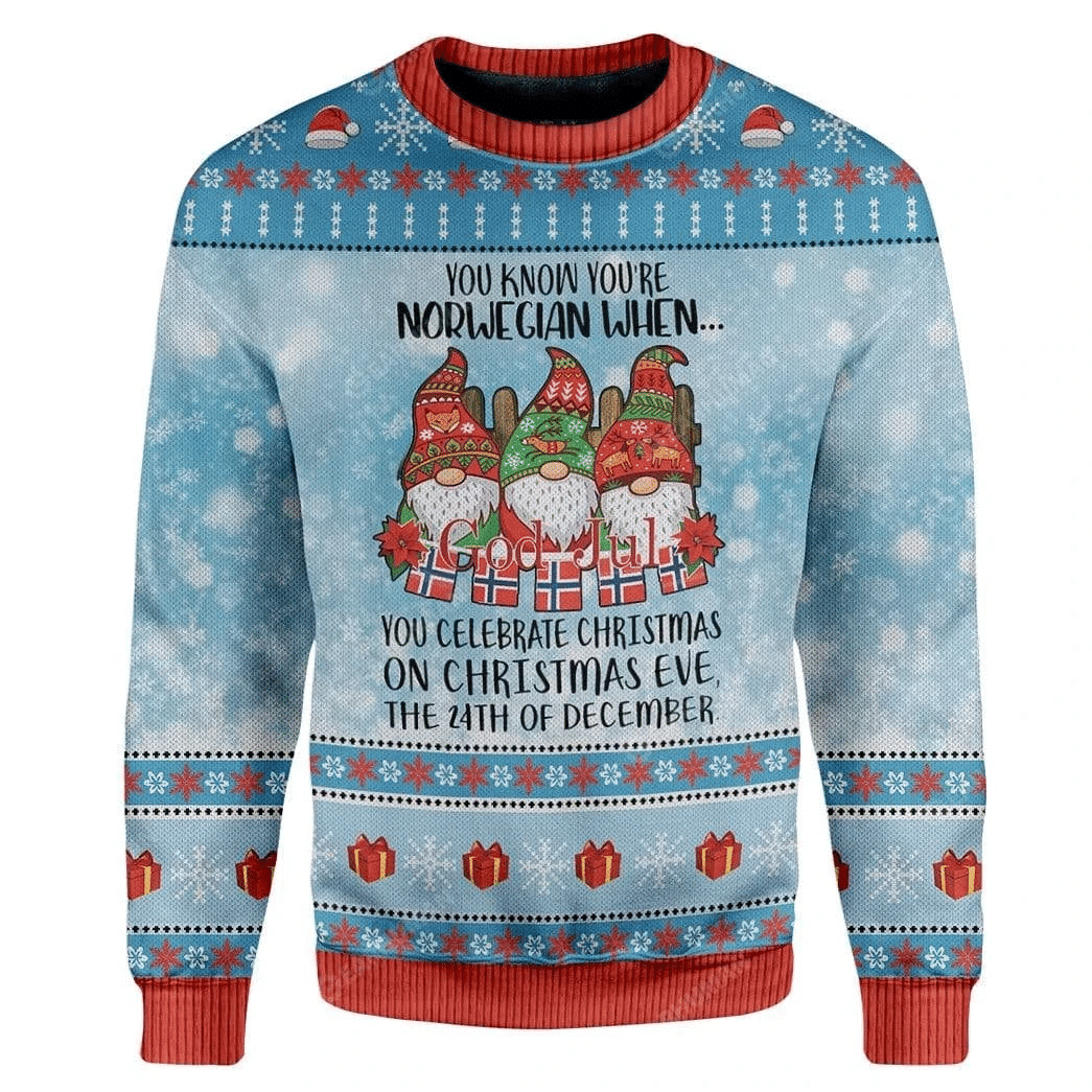 Norwegian Ugly Christmas Sweater Adult 3D Funny Matching for family
